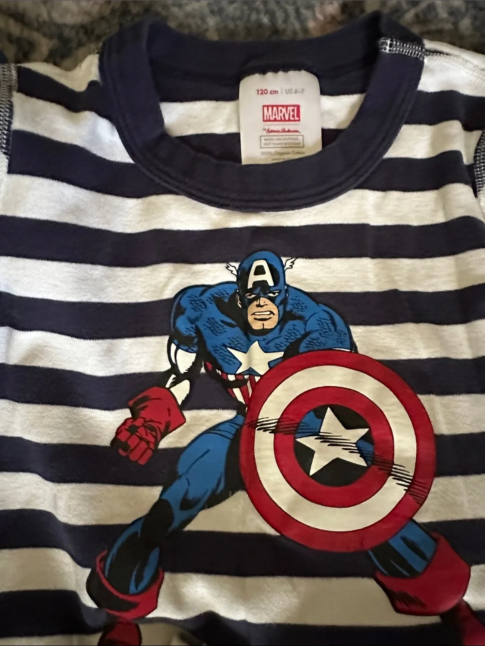 Bundle of Marvel Spider-Man and Captain America Striped Pajama Sets - size 6/7